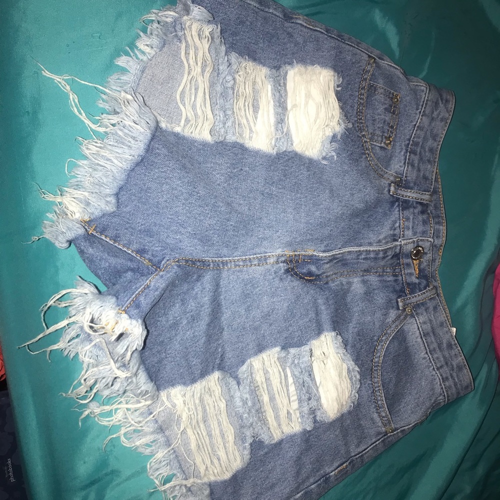 Light Blue Distressed Jean shorts (High Waist)
